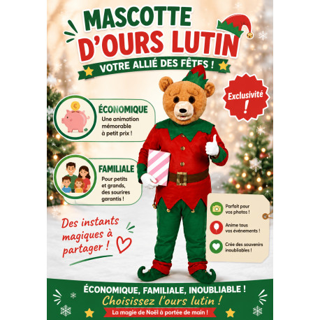 Mascotte de OURSON lutin - Elfe