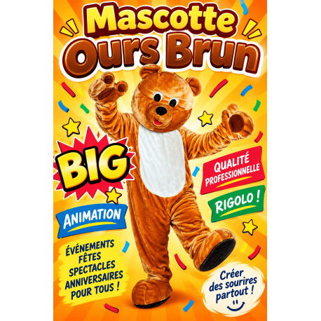 Mascotte ours ourson brun