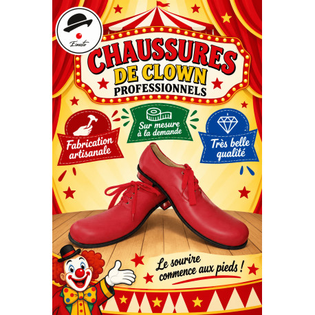 CHAUSSURES ROUGE EN CUIR POUR CLOWN PROFESSIONNEL