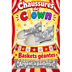 Basket chaussure de clown géante argent