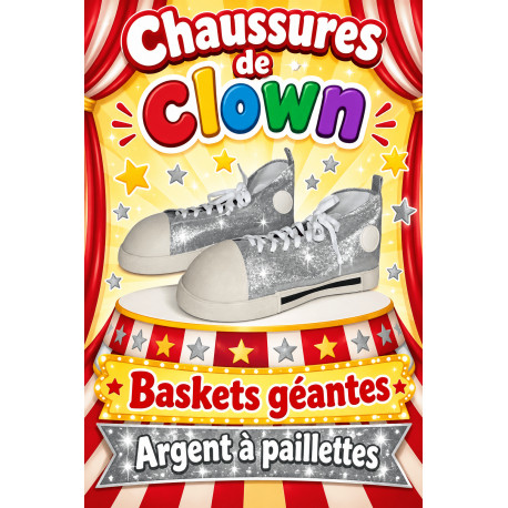 Basket chaussure de clown géante argent