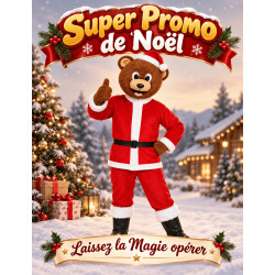 Mascotte d'ours père noël