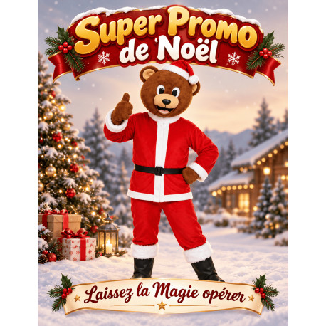 Mascotte d'ours père noël