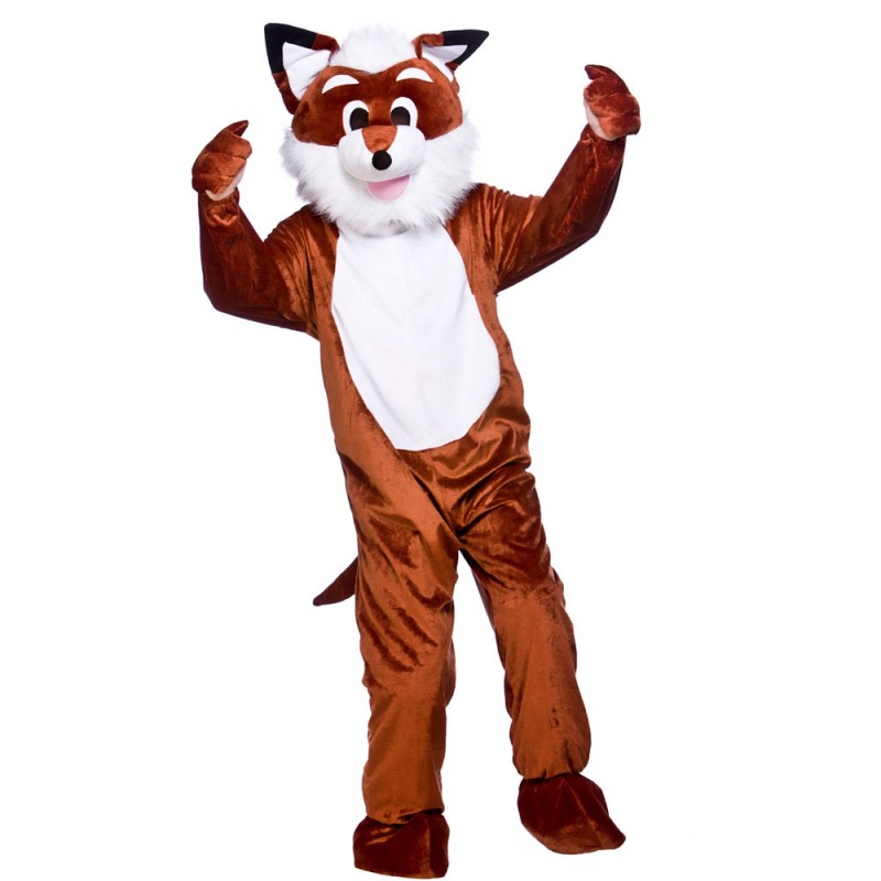 Déguisement mascotte renard salopette, il est très rusé !